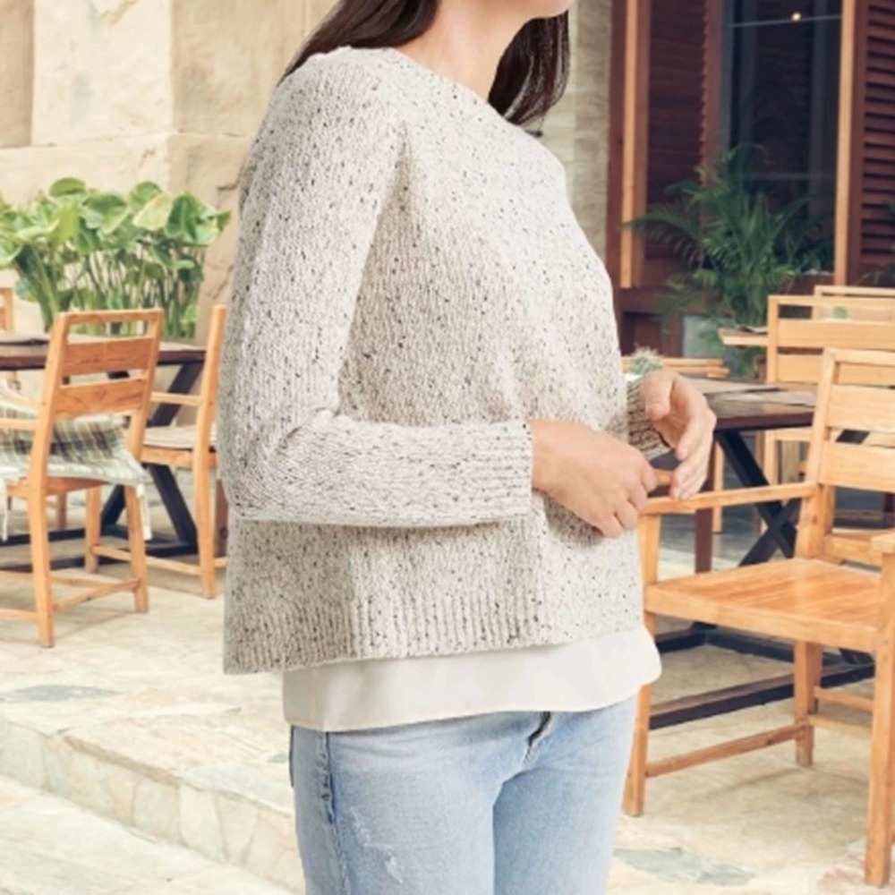 Club Monaco Kaelane Mixed Media Layered Sweater Woman's Small Split Back